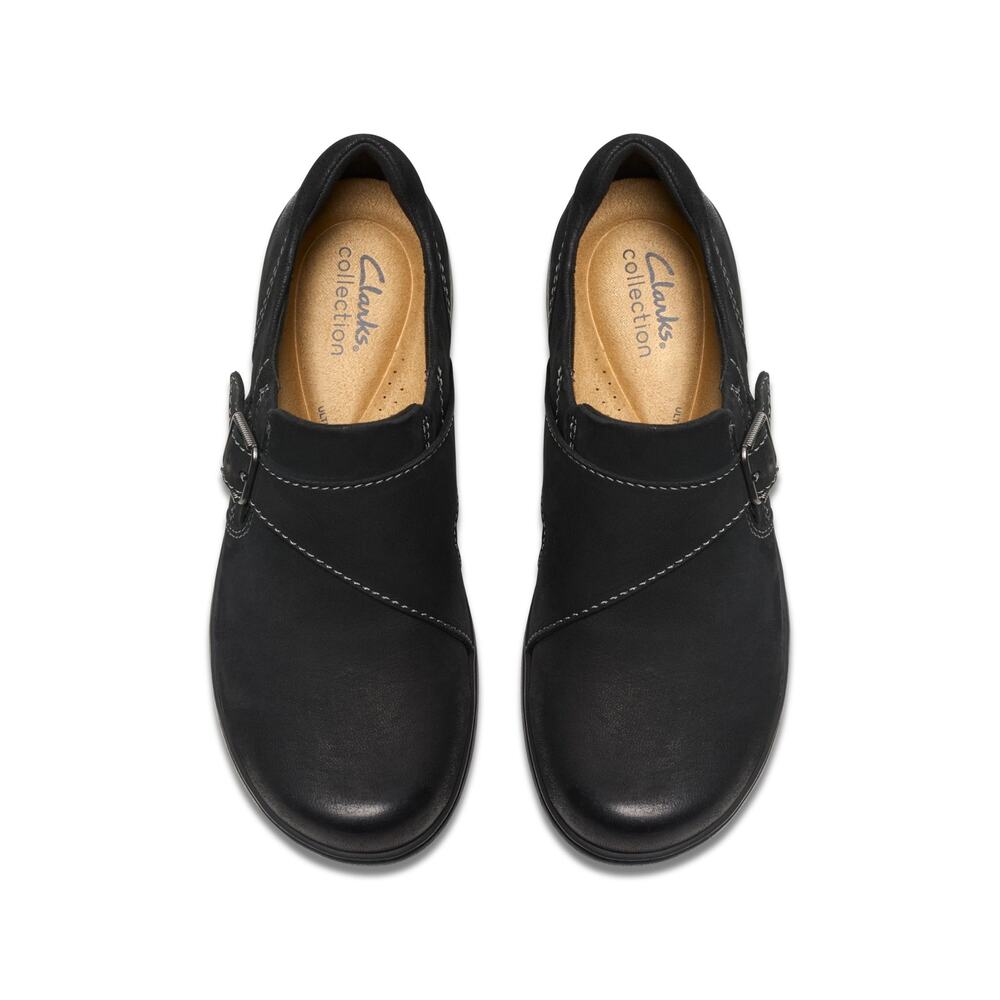 NWT Clarks Women's Carleigh Jazz Loafer, Black Nubuck, 6 Wide